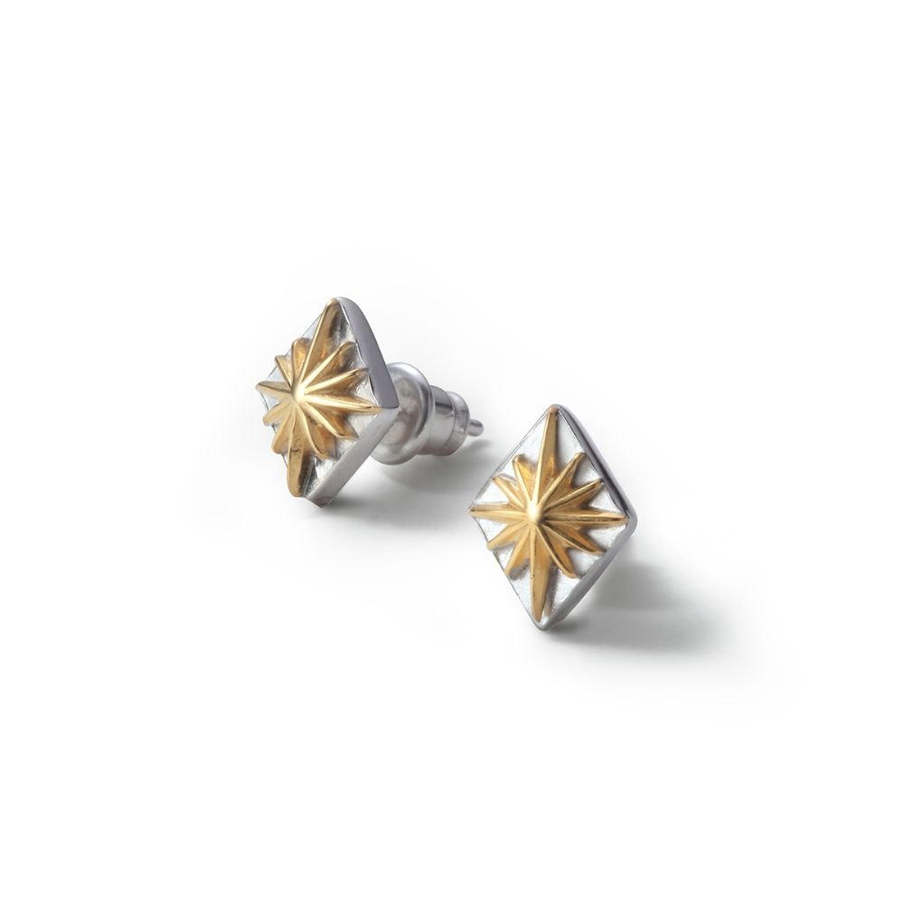 サンシンボル シルバー925 K24（24金）ゴールドプレートピアス