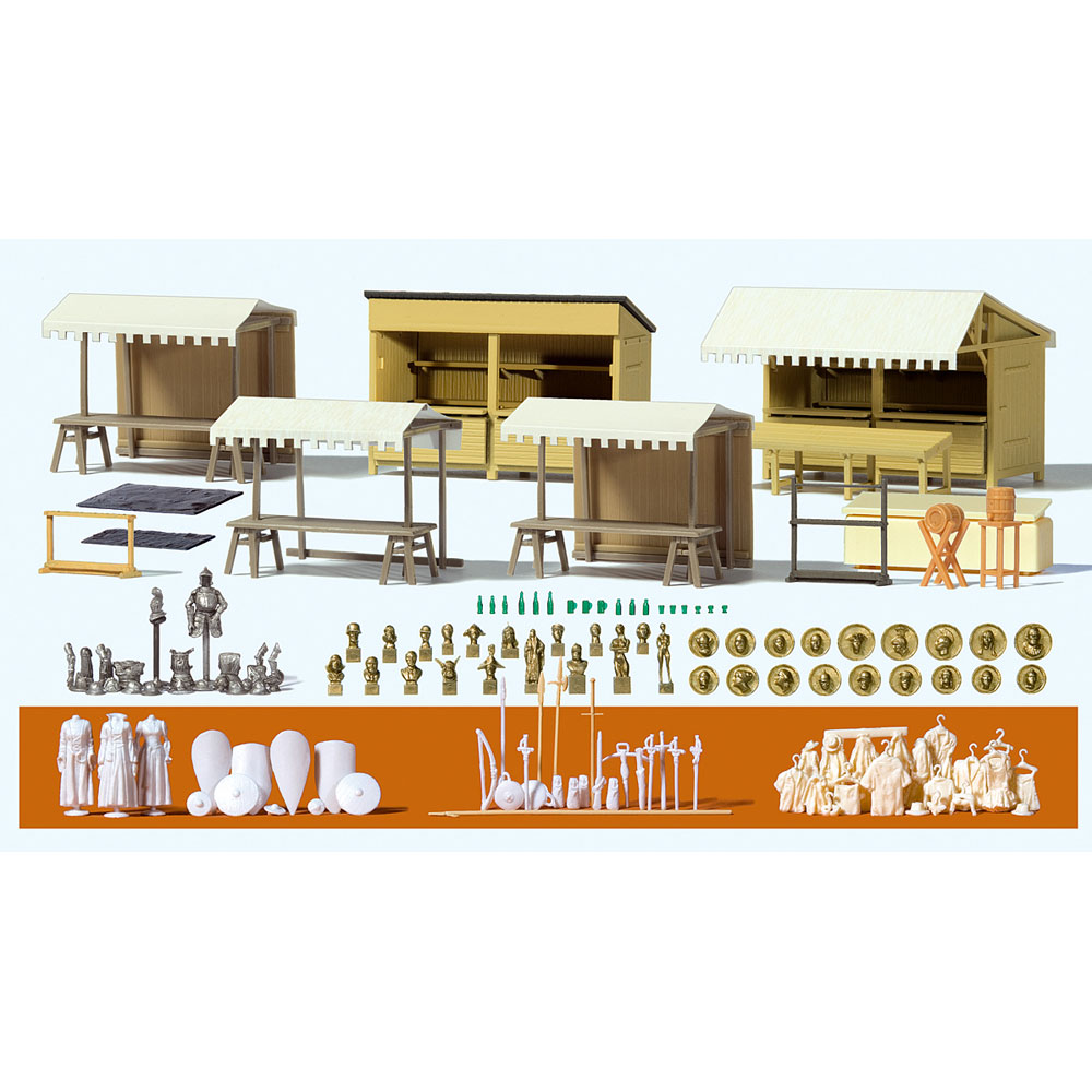 中世の屋台市場とアクセサリー ：プライザー 未塗装キット HO(1/87
