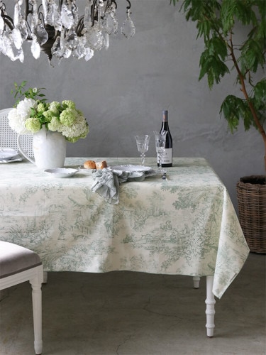 Borgo delle tovaglieコットンテーブルクロスFILOトワルドジュイブラック