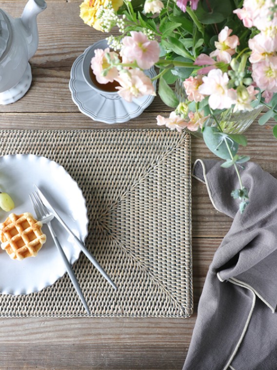 BAOLGIラタンプレースマットレクトグレーランチョンマット