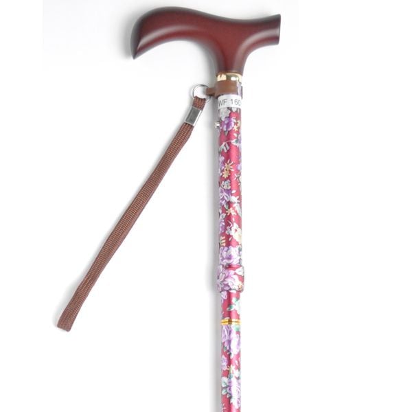 夢ライフステッキ 柄杖折りたたみ伸縮型[花ワイン]【ウェルファン