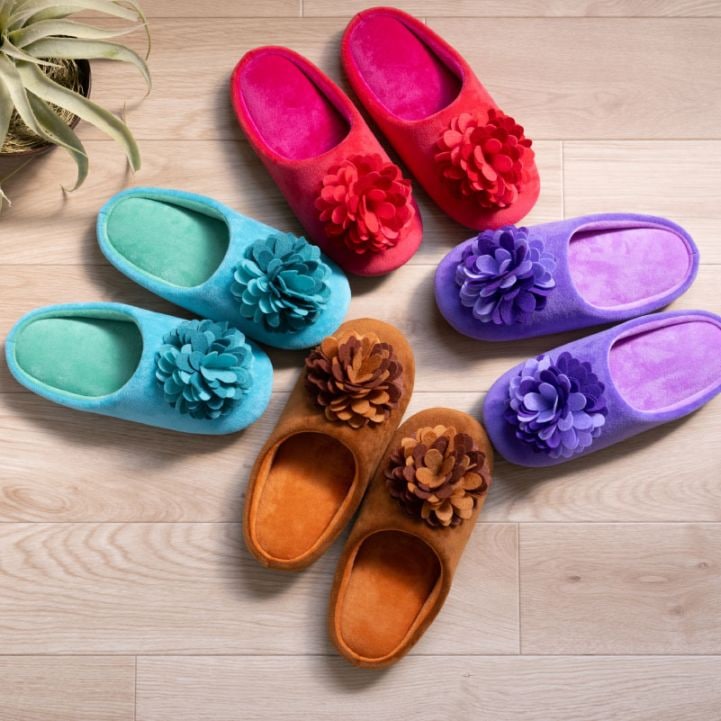 SDS ダリア スリッパ 約22.5～24.5cm ブラウン/ピーコックグリーン