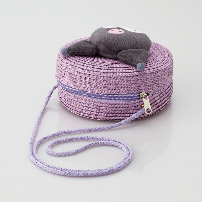 ストロー素材 ラウンド型 ショルダー バッグ かばん カバン