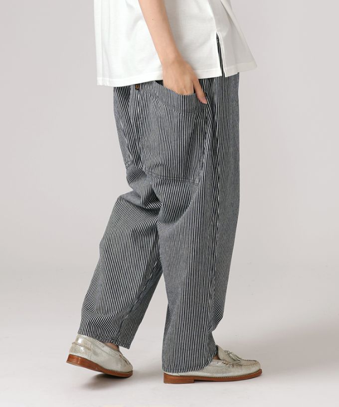 マオパンツロングヒッコリー ロング丈の後ろビッグポケットパンツ/ITEM