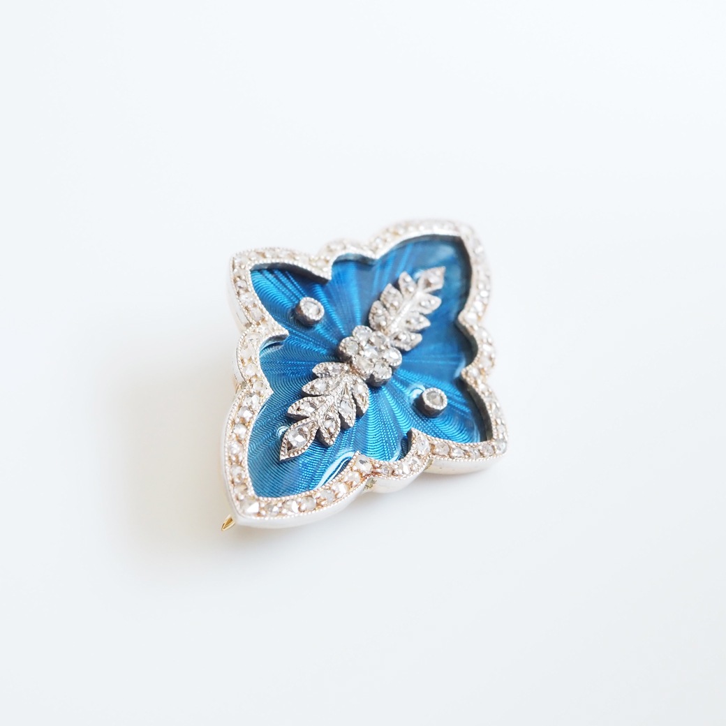 アンティークジュエリー アンティークブローチ ギヨシェエナメル