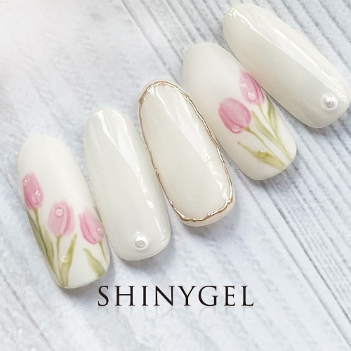 しずく付きチューリップネイル♡｜シャイニージェル公式ショップ本店