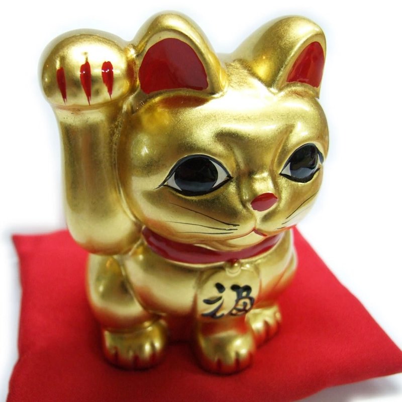 招き猫【純金箔】 招財金猫（まねきんねこ） 金運/置物/開運/風水