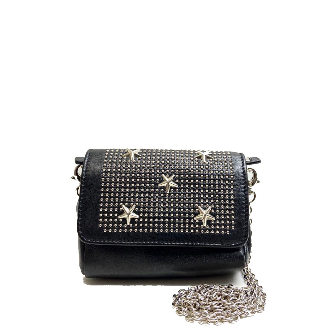 JIMMY CHOO ジミーチュウ スタッズ チェーンポシェット ポーチ レザー