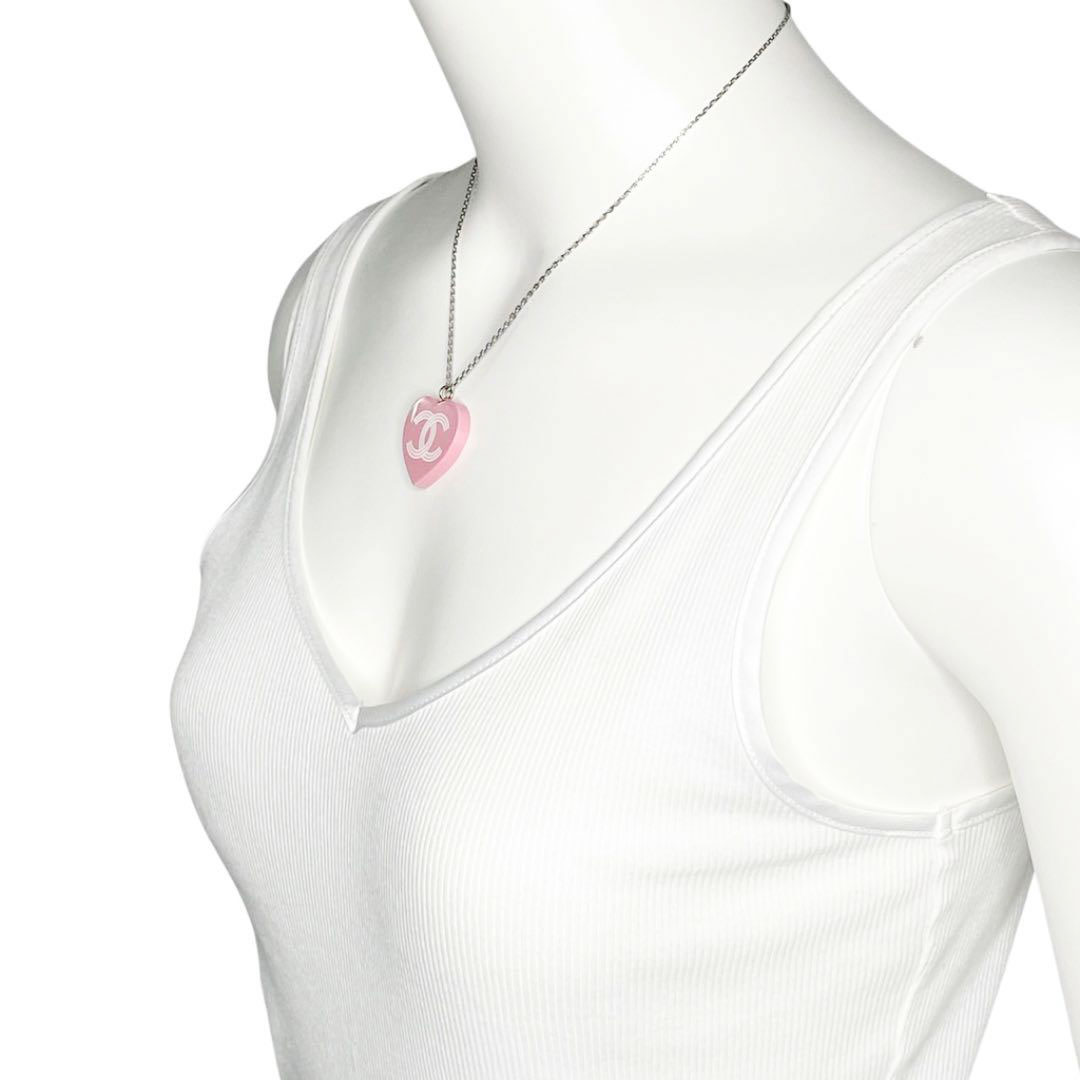 CHANEL シャネル ネックレス ハート ココマーク プラスチック ピンク