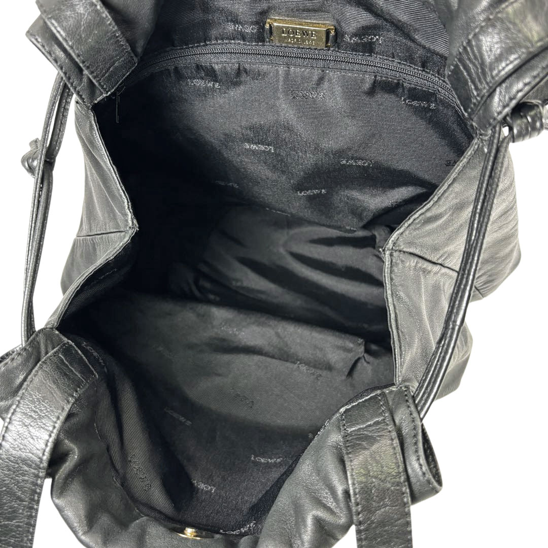 LOEWE ロエベ 巾着ショルダーバッグ アナグラム ナッパレザー ブラック