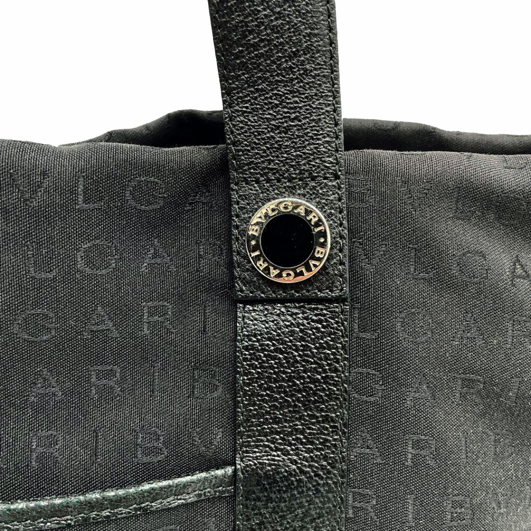 BVLGARI ブルガリ トートバッグ ロゴマニア キャンバス ブラック