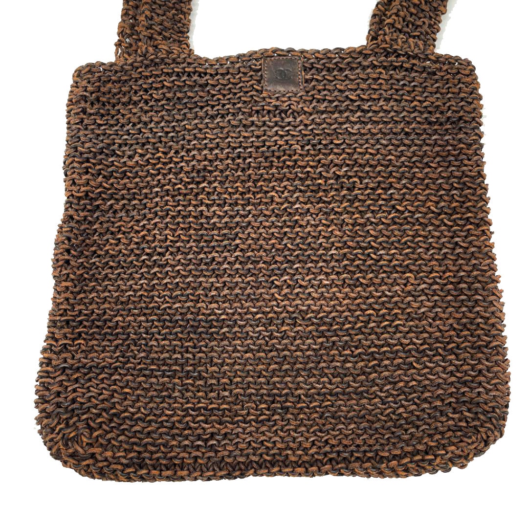 CHANEL シャネル トートバッグ 編み込みレザー ブラウン 5番台