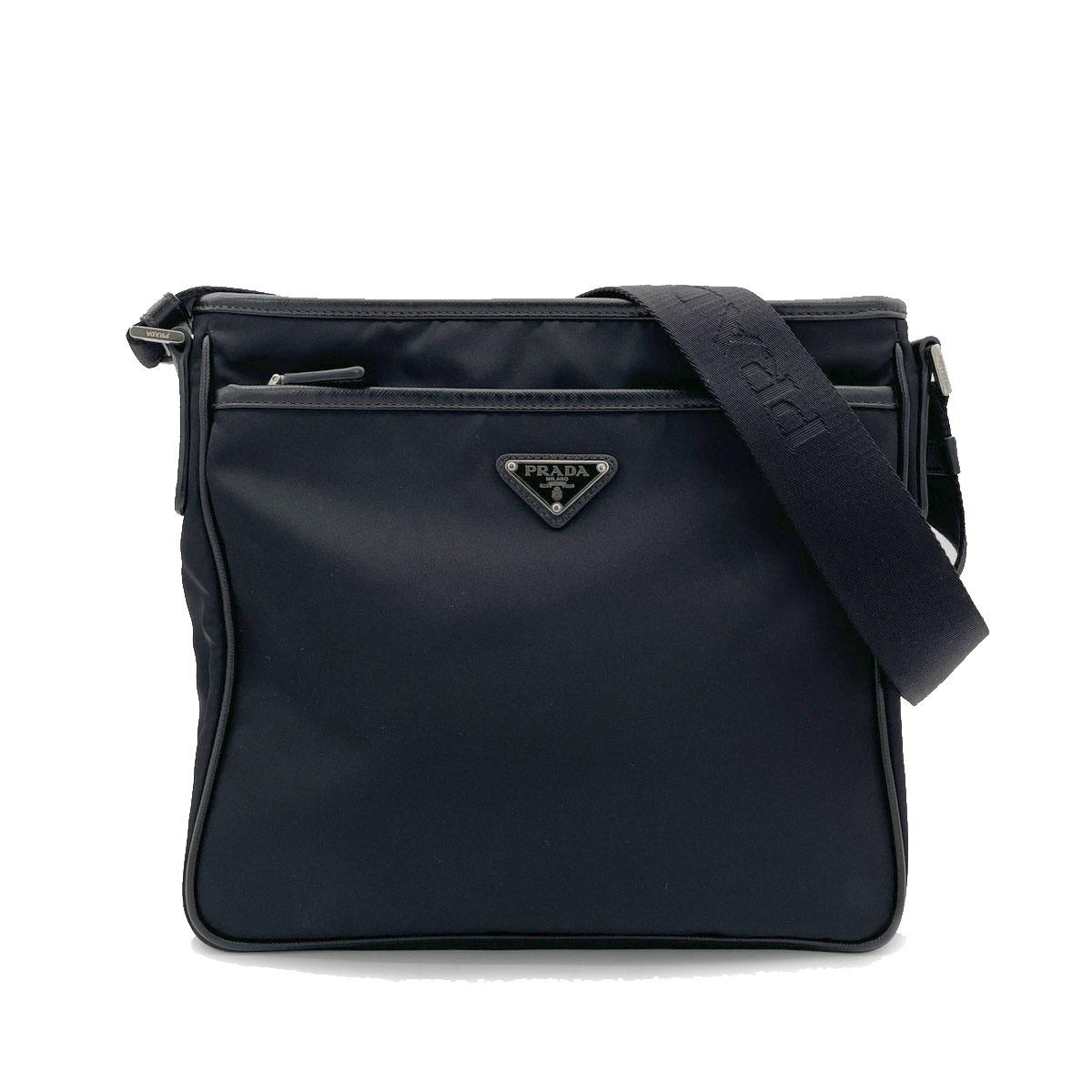 PRADA プラダ 斜め掛けショルダーバッグ ナイロン レザー ブラック