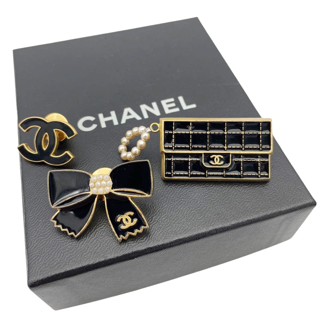 CHANEL シャネル ピンブローチ3点セット マトラッセ リボン ココマーク