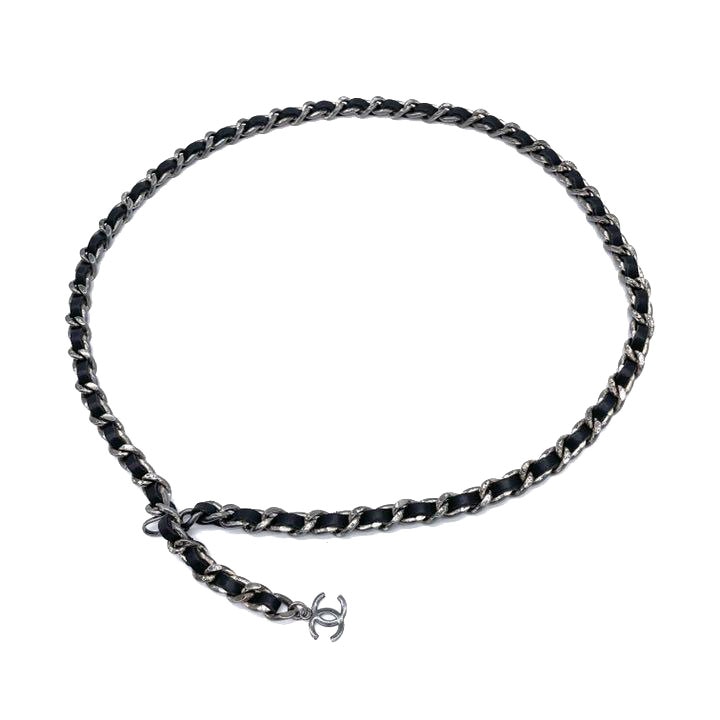 CHANEL シャネル チェーンベルト ココマーク メタル レザー シルバー
