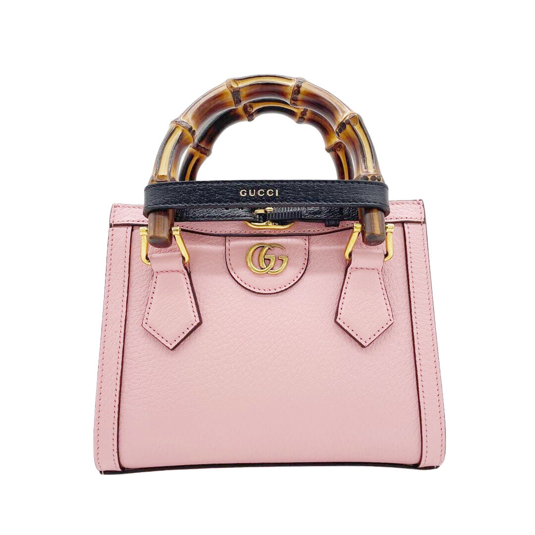 GUCCI グッチ バンブー ダイアナ ミニ トートバッグ ダブルG レザー