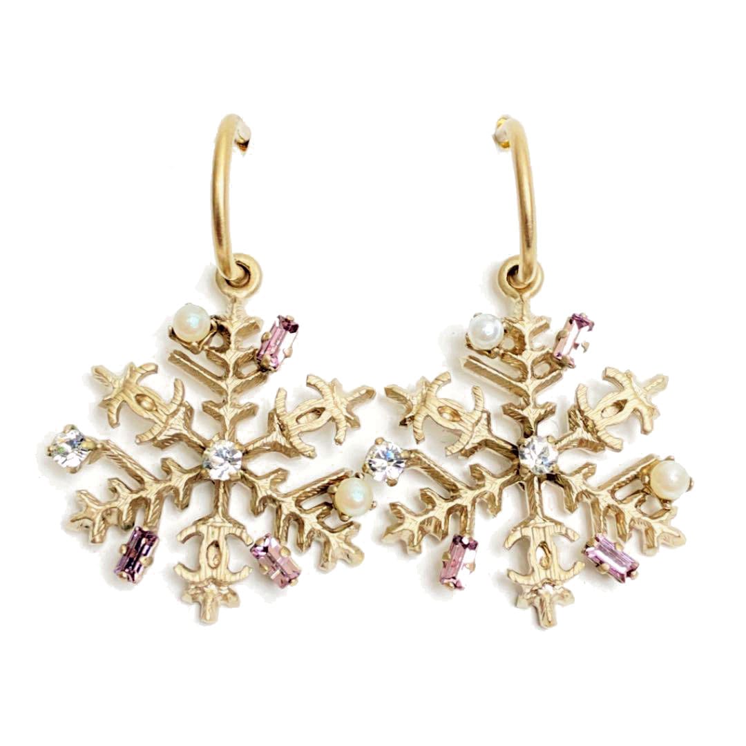 CHANEL シャネル ピアス スノーフレーク 雪の結晶 ラインストーン