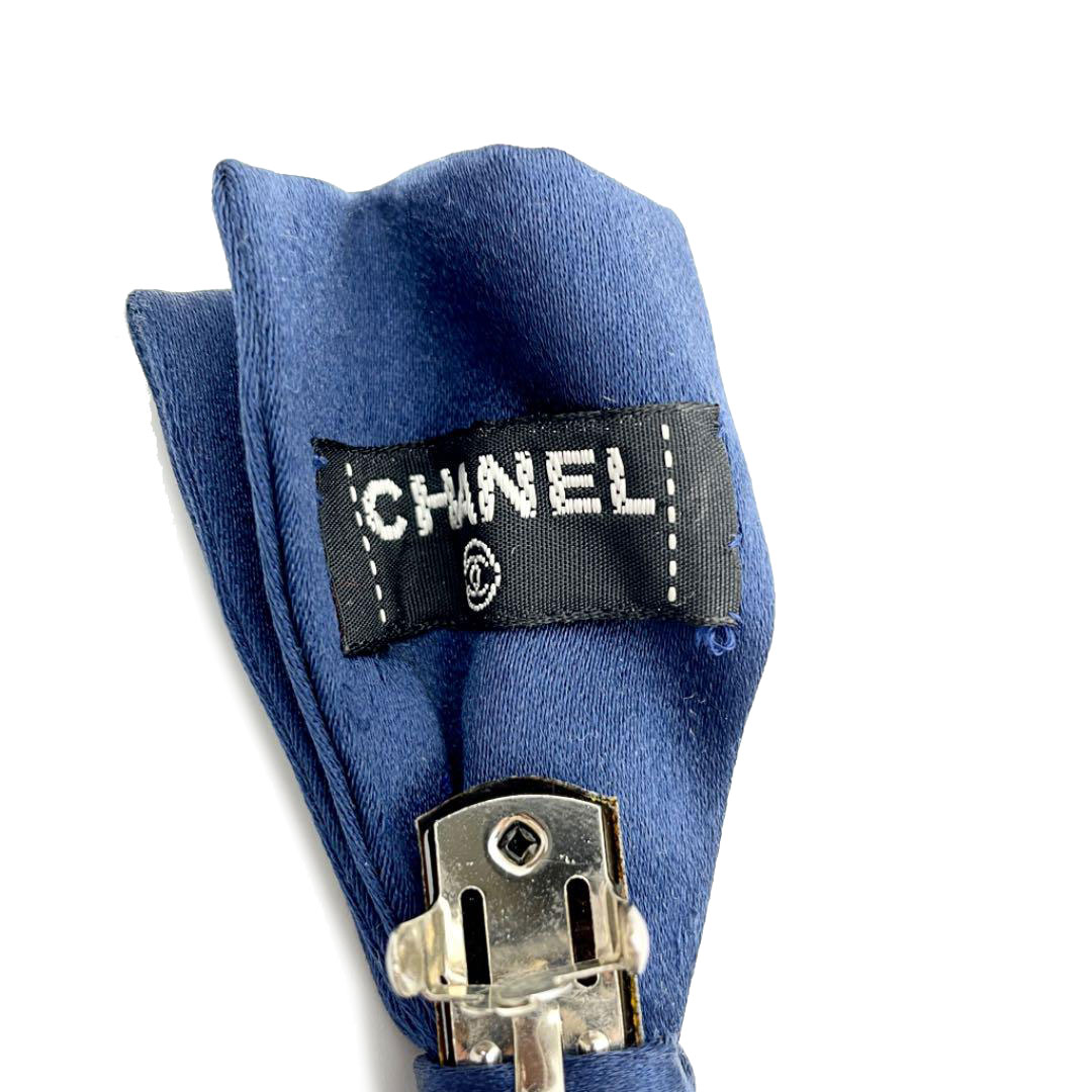 CHANEL シャネル リボンバレッタ シルクサテン ネイビー | 小物