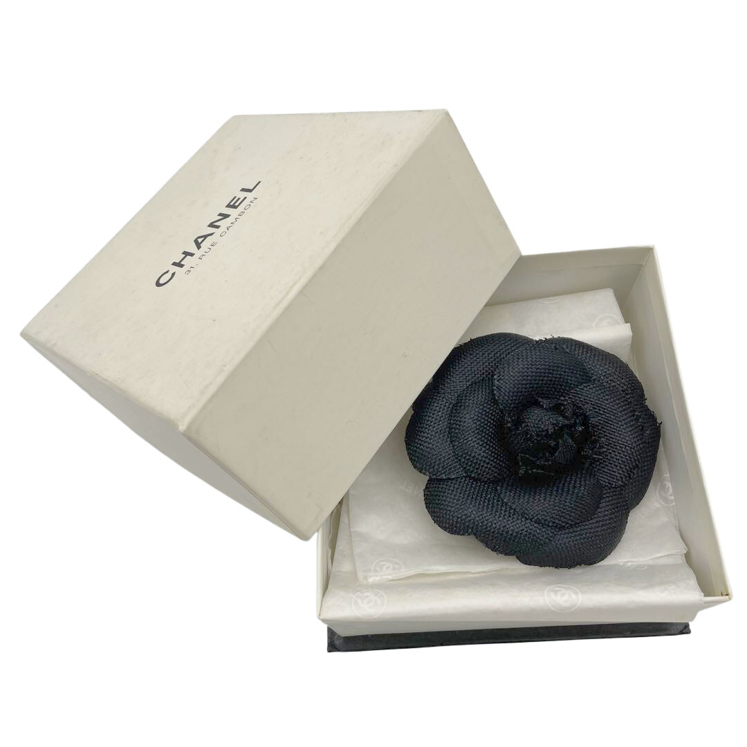 CHANEL シャネル コサージュ カメリア フラワー キャンバス ブラック