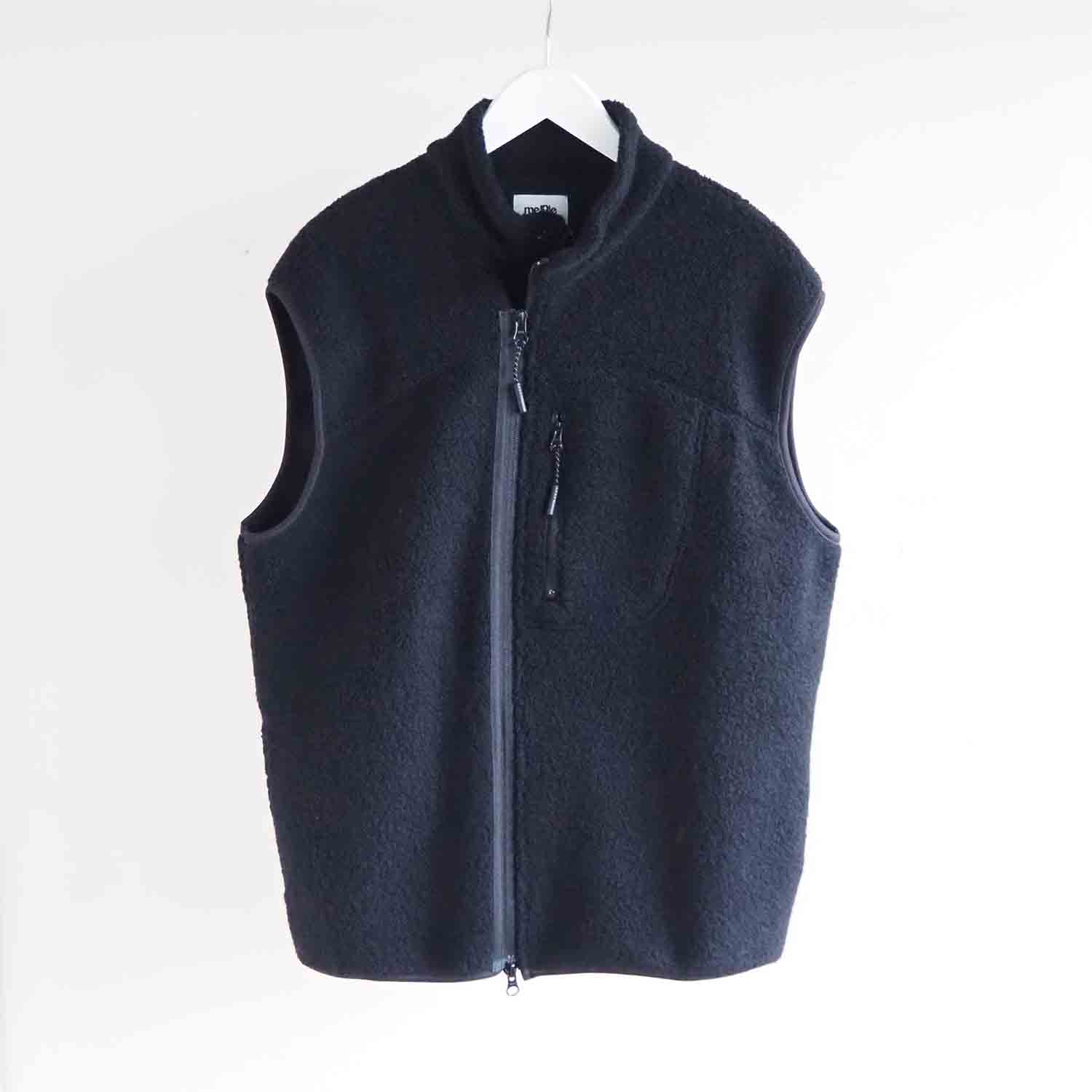 melple メイプル Marced Wool Vest ウールパイルベスト ブラック