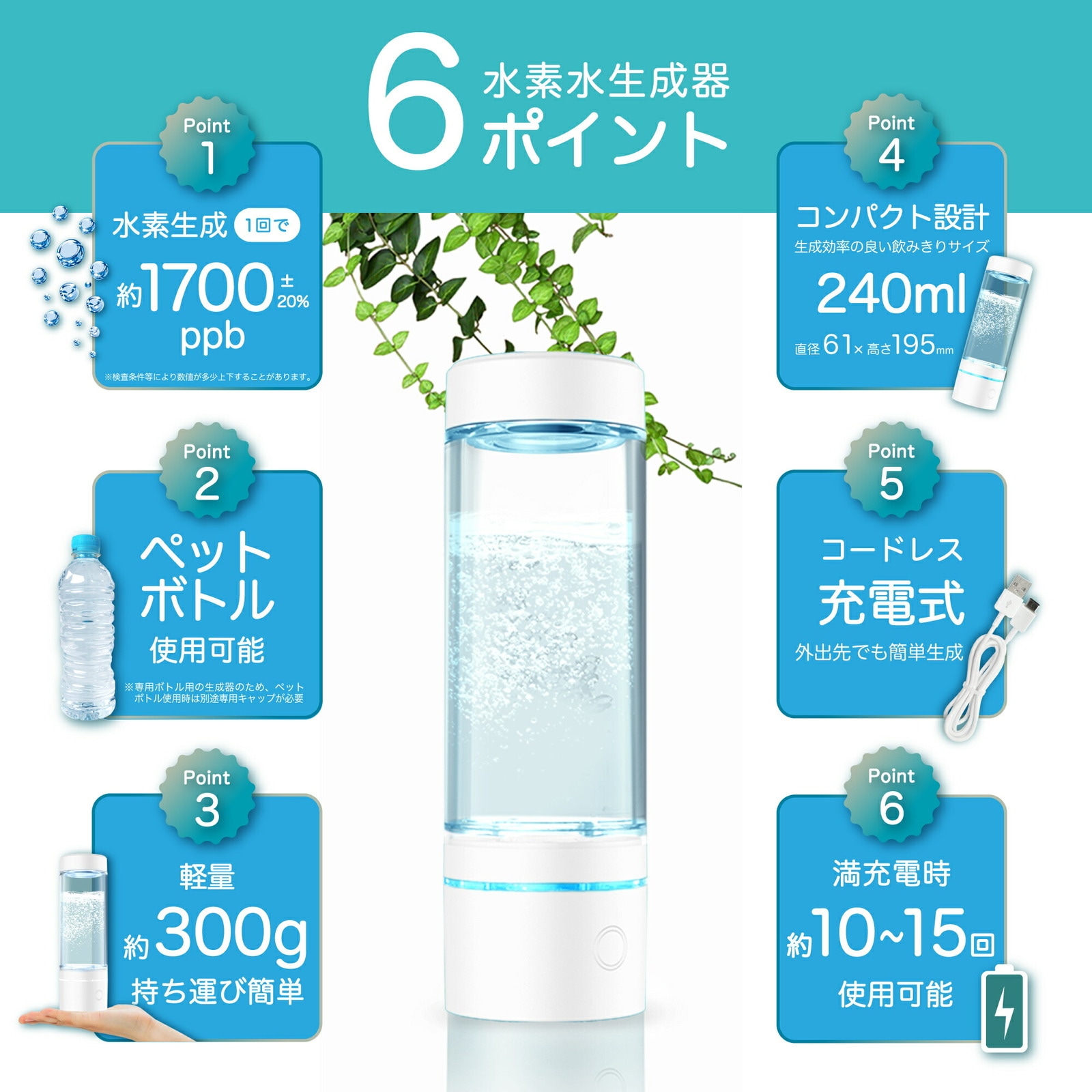 SY-065N ポータブル水素水生成器 ポータブル 水素水生成器 | 家電の