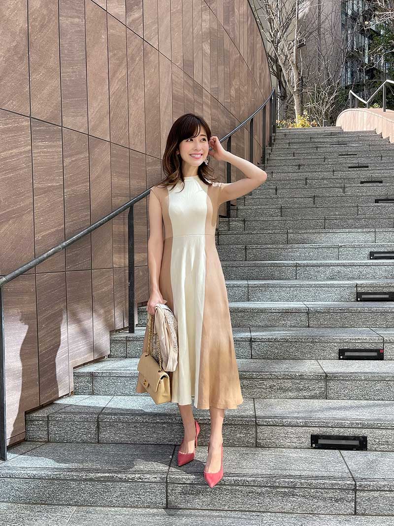 バイカラーニットワンピース｜designed with Saaya Mizuno
