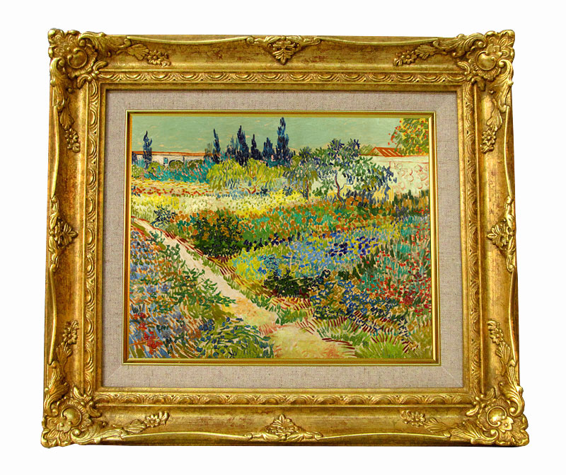ゴッホ 花咲く庭と小道 ジクレーキャンバス複製画 額装品