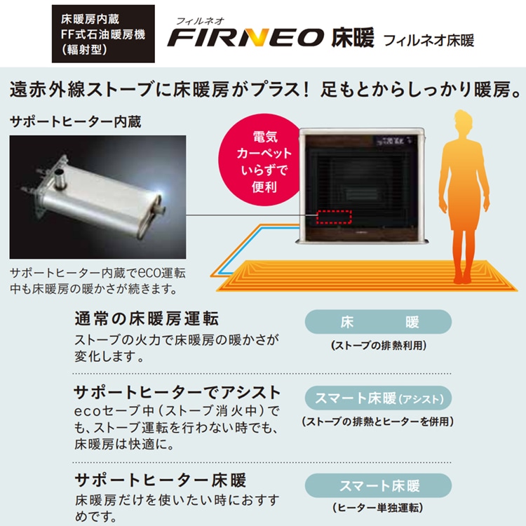 寒冷地用大型ストーブ コロナ フィルネオ床暖 FF式輻射＋床暖 主に18畳