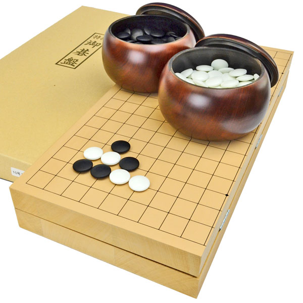 囲碁セット 新桂10号折碁盤セット(ガラス碁石梅・プラ碁笥銘木大) | 折