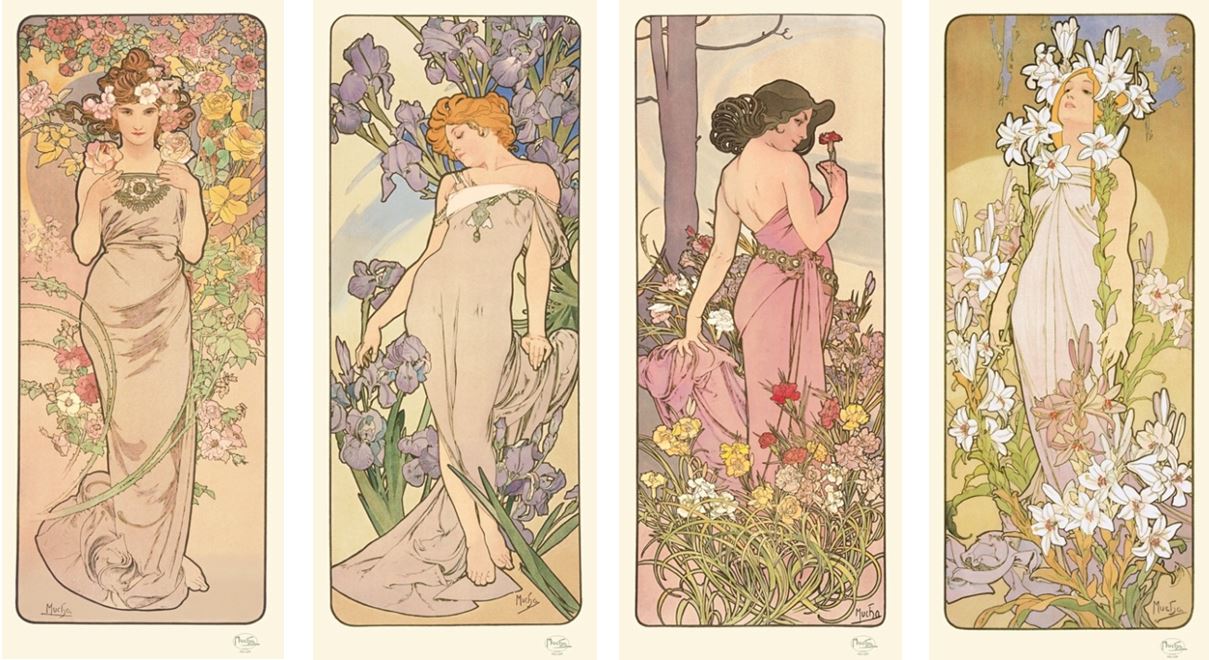 アルフォンス・ミュシャ 限定復刻版画「四つの花」 | | アトリエ・ブランカ