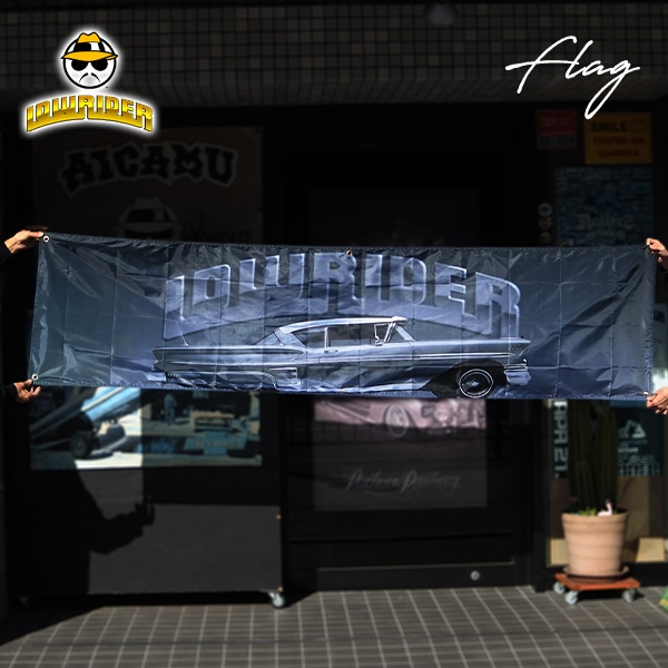 ローライダー バナー 横長 大きめ ブラック 旗 フラッグ タペストリー