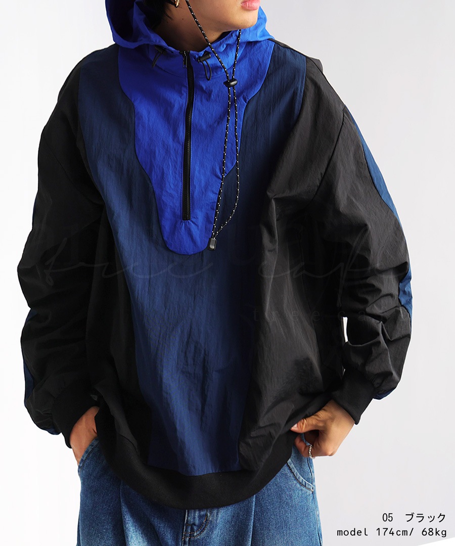 ハーフジップトップス メンズ トップス 長袖 配色 送料無料・再入荷