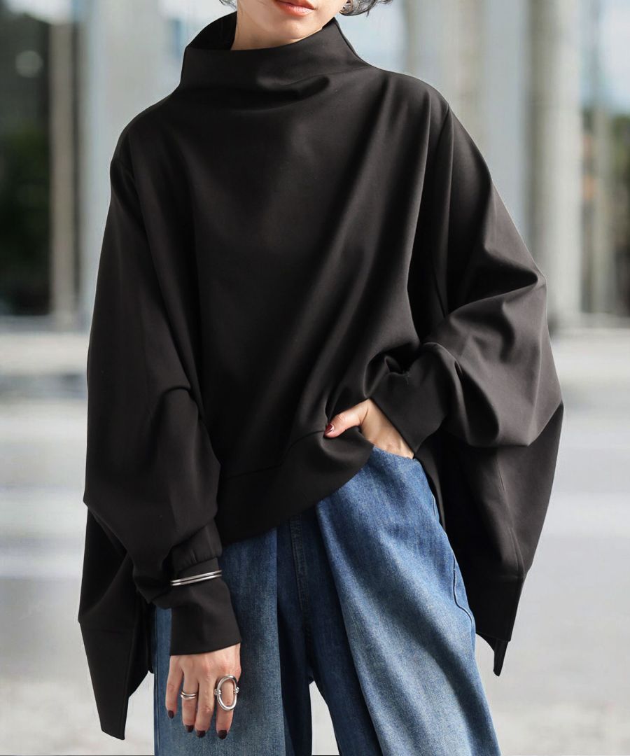 ポンチ ワイドトップス トップス レディース 長袖 送料無料・メール便