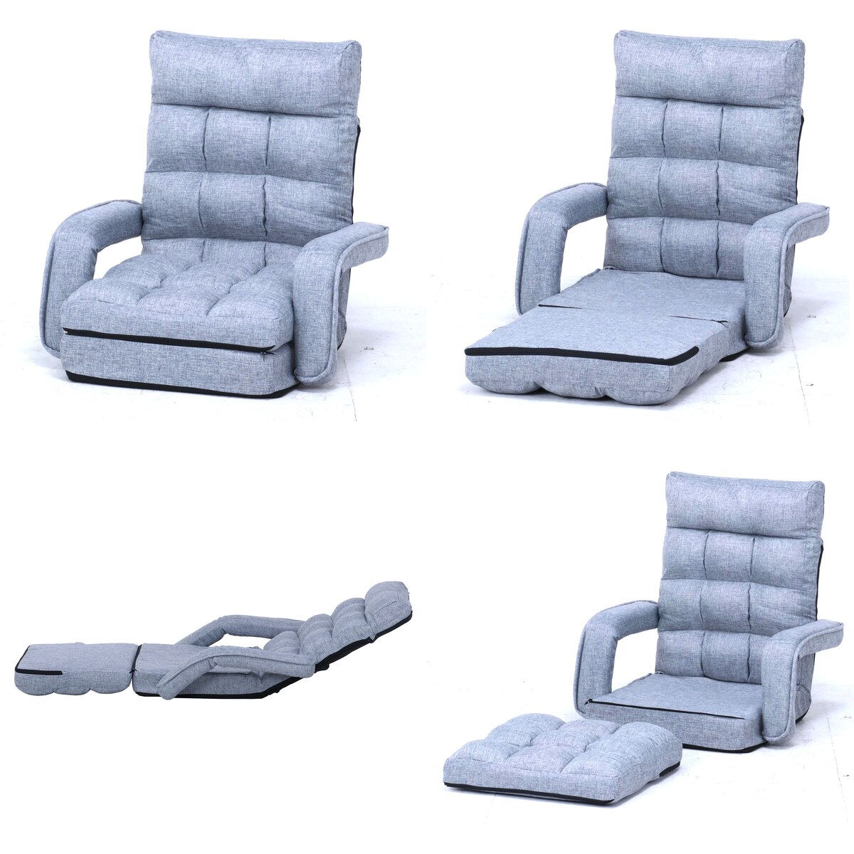 送料無料】欠品中 次回4月下旬予定 不二貿易 4WAY座椅子 0212 グレー