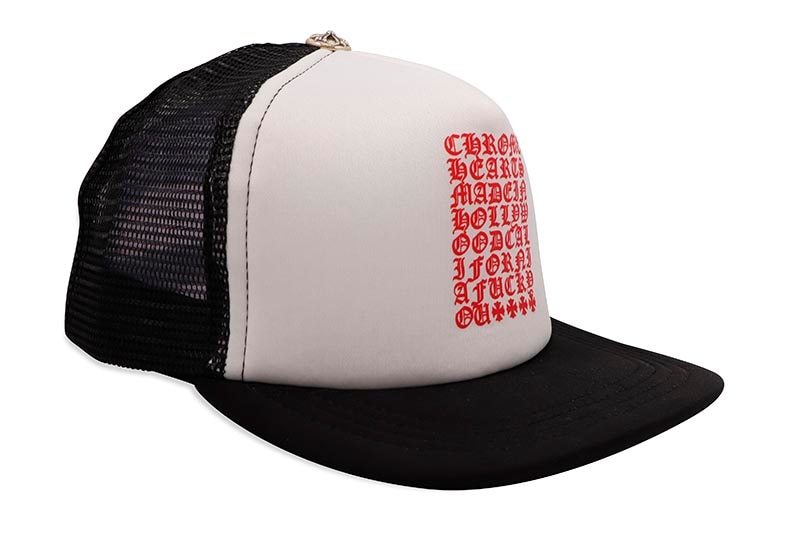 CHROME HEARTS KING TACO CH EYE CHART TRUCKER CAP (BLACK/WHITE