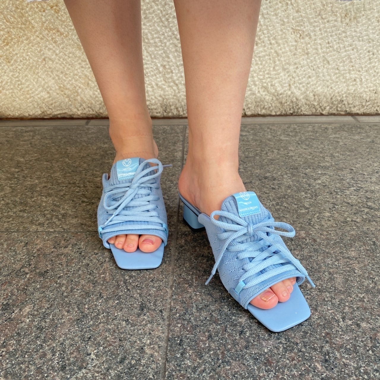 MAISON MAVERICK PRESENTS ニット レースアップ ミュール MS2460 BLUE