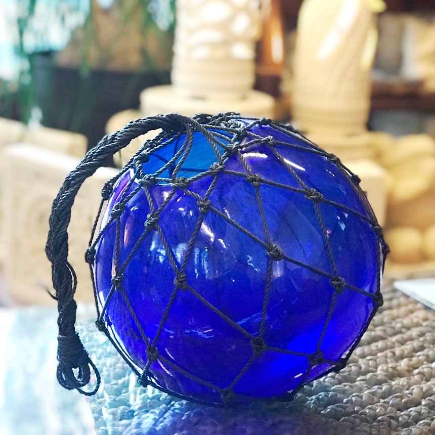 ガラスの浮き玉／バリ島のガラスの浮き玉 【ブルー・25cm】 | ガラス