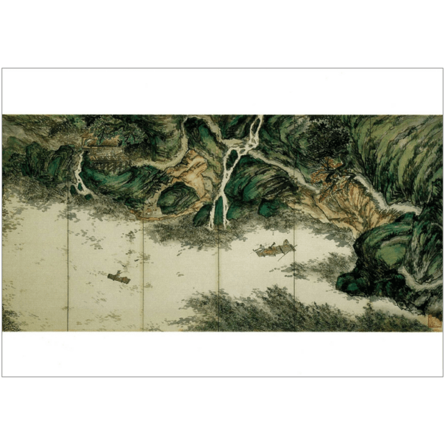 絵はがき〈青緑山水図（右隻）〉 富岡鉄斎 鉄斎1-5京都便利堂