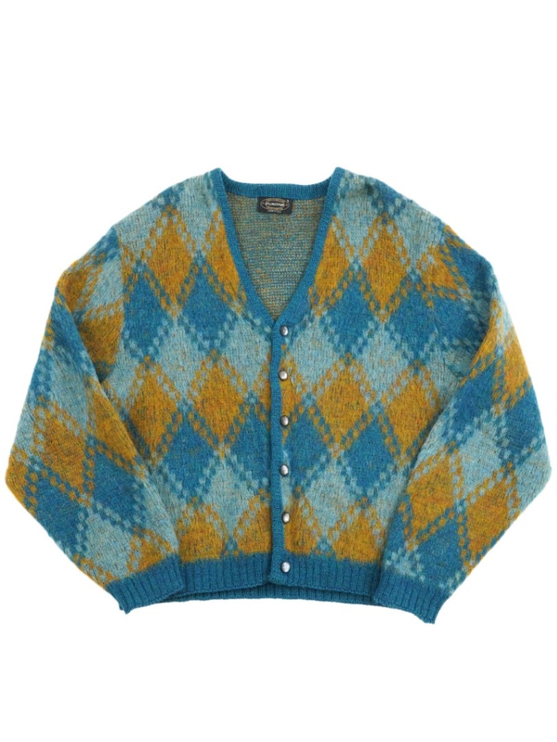 60's～ PURITAN ダイヤ柄 モヘアニットカーディガン 表記(L) | SOLD