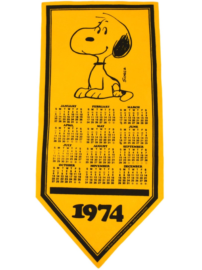 70's スヌーピー ''1974'' フェルトペナント イエロー DEAD | すべての