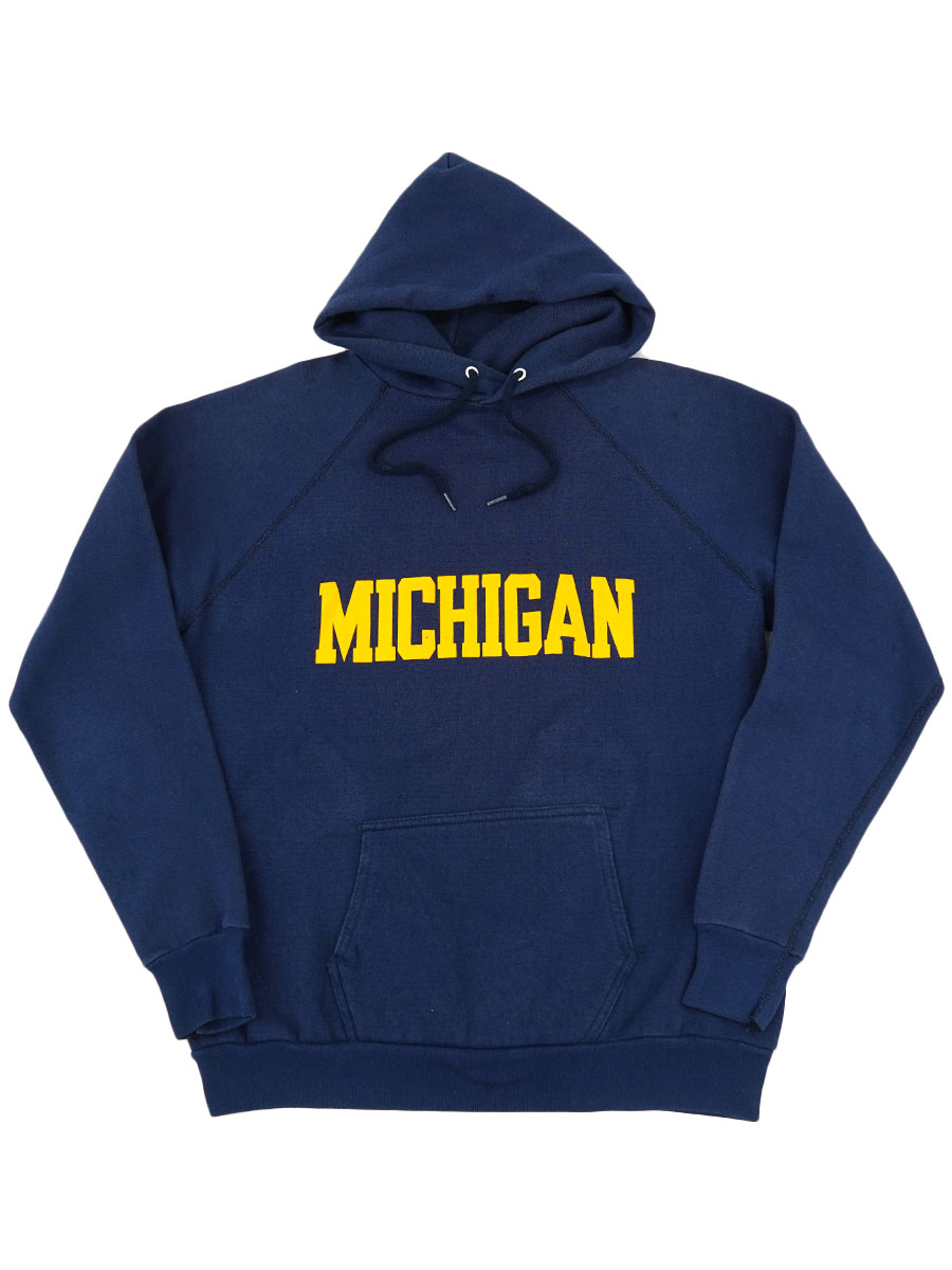 80's WOLF ''MICHIGAN'' スウェットパーカー ネイビー 表記(XL) USA製