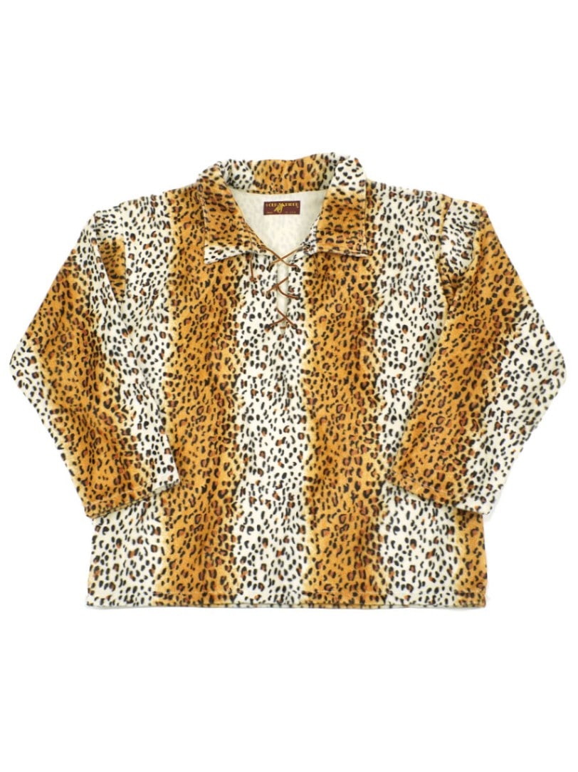 90's GOLD RIDER レースアップ レオパード柄 シャツプルオーバー 実寸