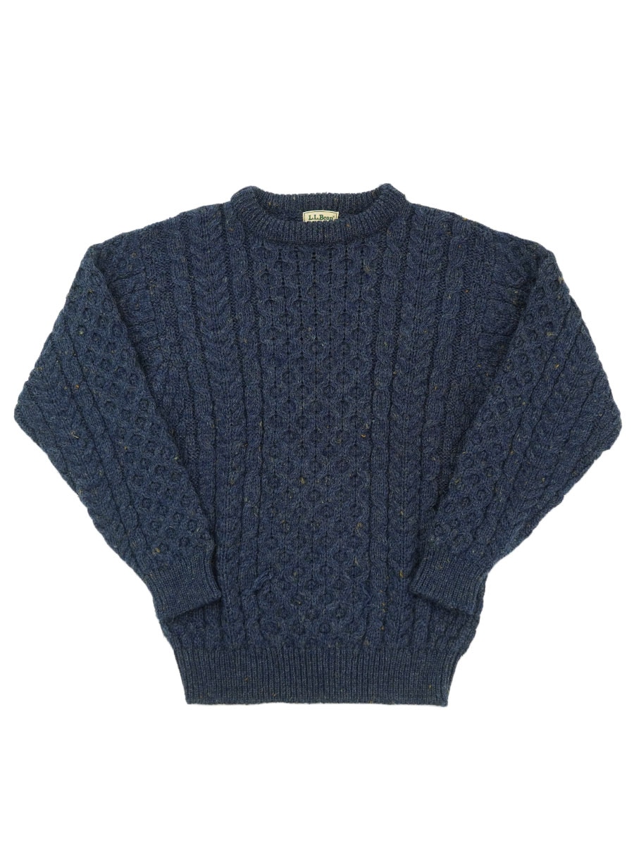 アイルランド製 L.L.BEAN フィッシャーマンセーター ネップ ネイビー