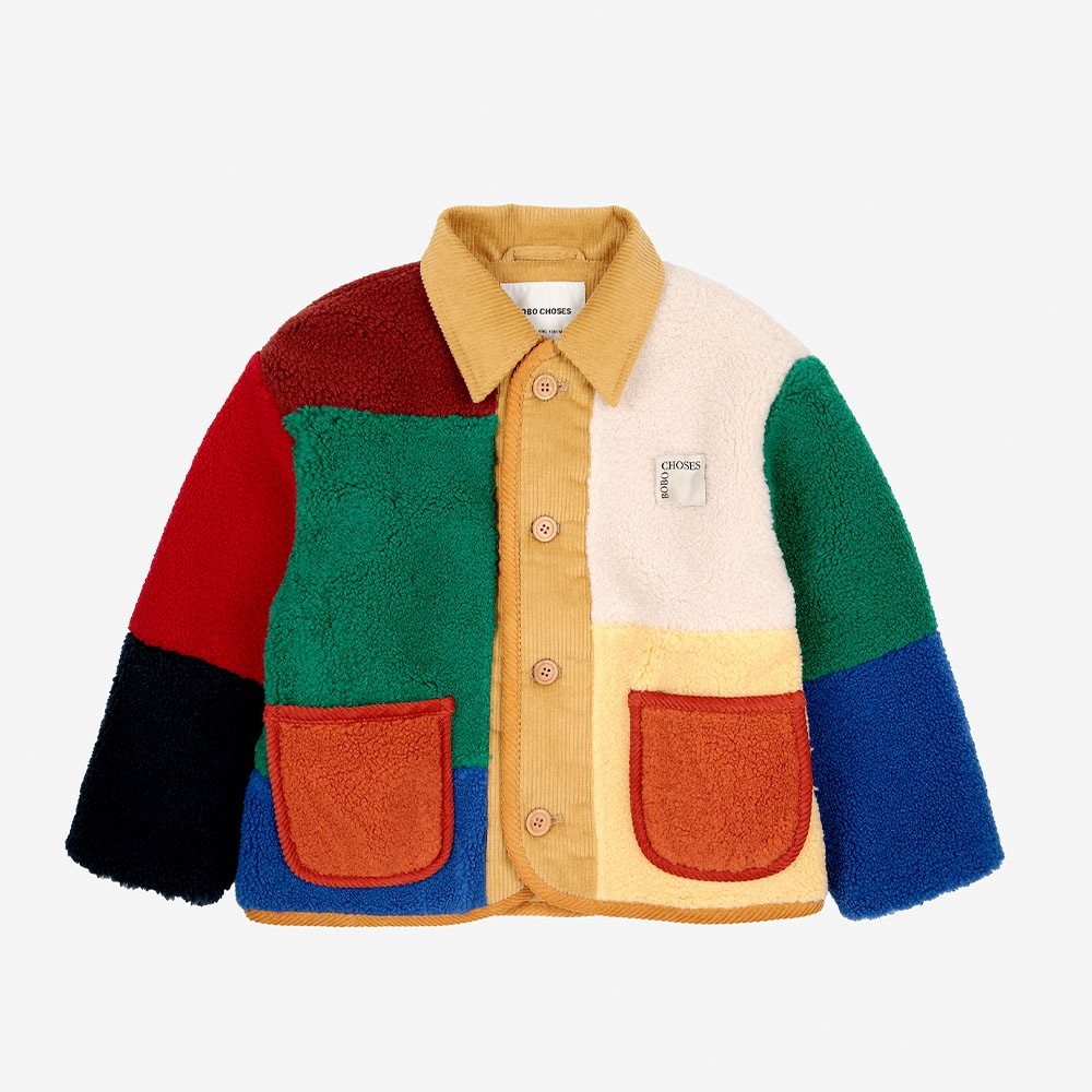 ジャケット ボボ・ショーズ ベビー Color block sheepskin jacket 98