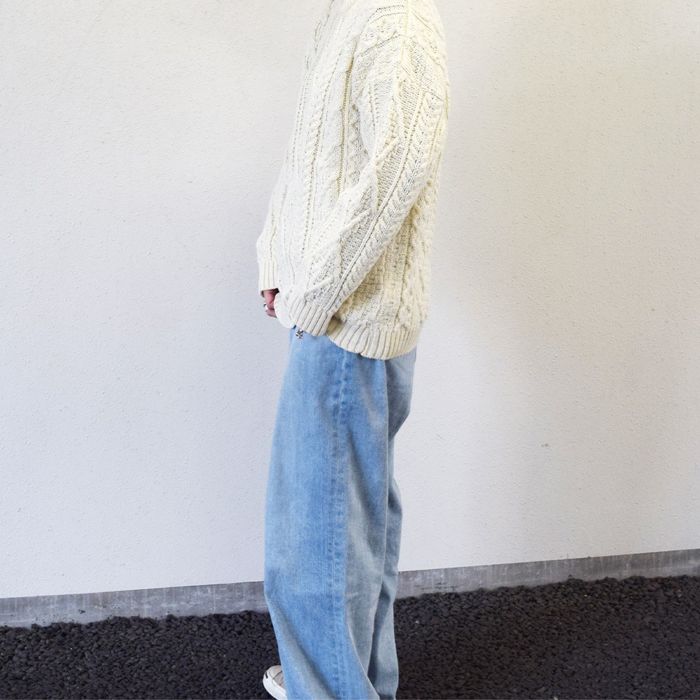 アランニット リブ ニット トップス 長袖 オールドダービーニット