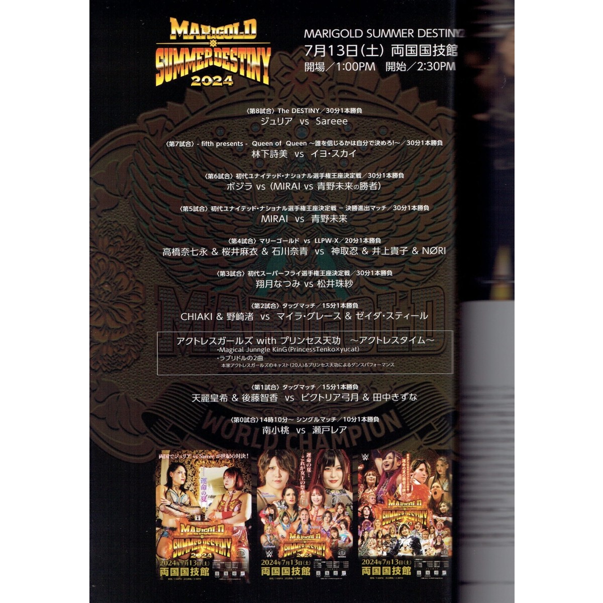 再入荷】マリーゴールド 両国大会記念 ガイドブック | すべての商品