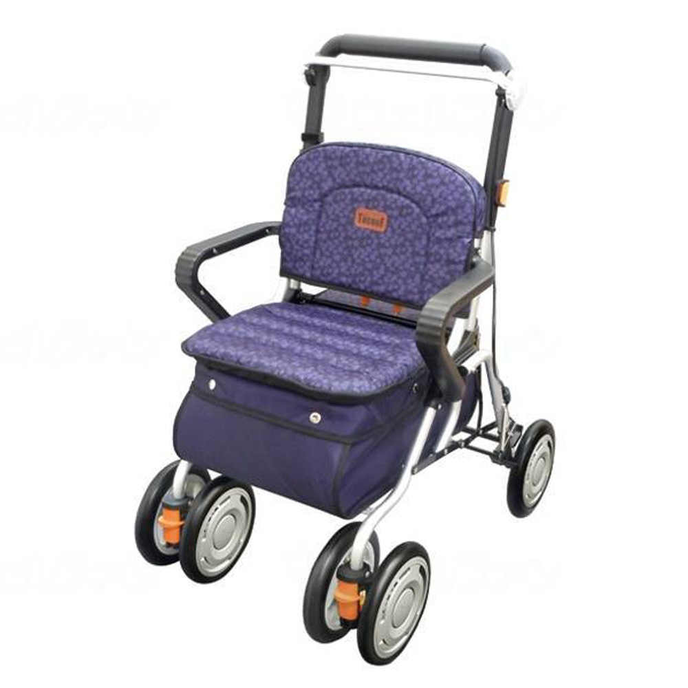 ネイビー水玉シルバーカー ネイビー水玉シルバーカー かご乗せシルバー