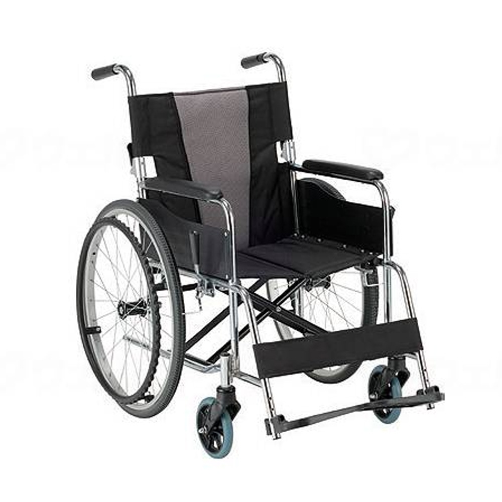 自走式スチール製車椅子EX-11KGS 背折れ 座幅42cm ノーパンクタイヤ