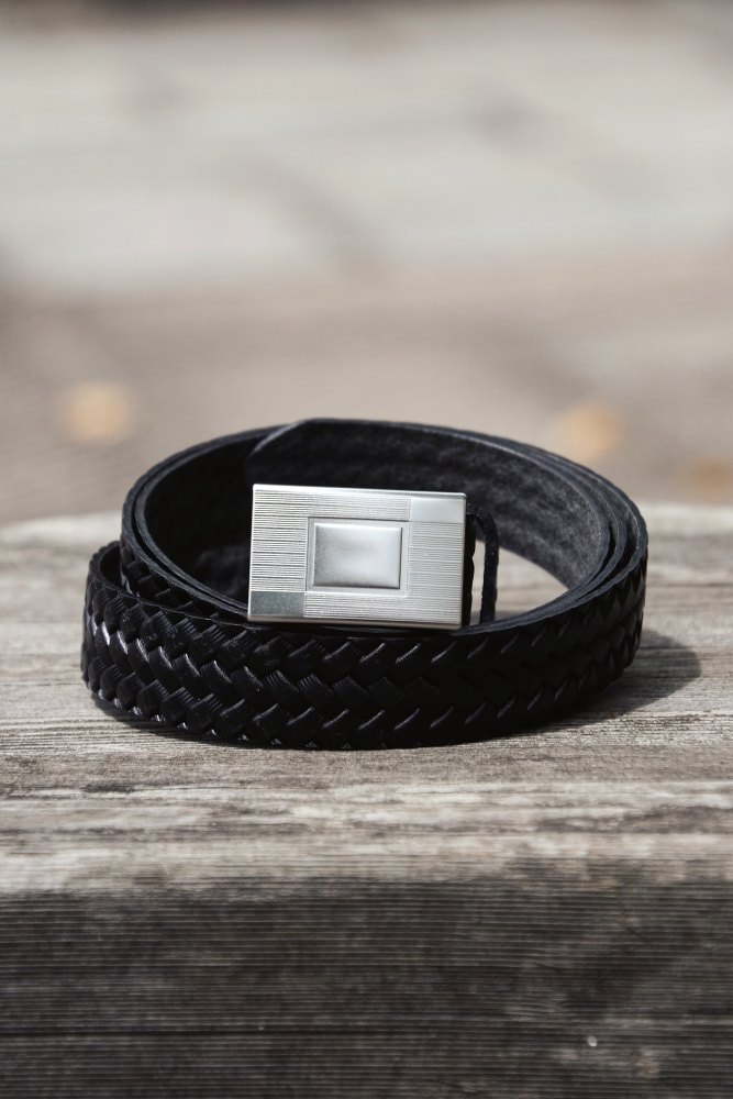 Lot.021 Basketweave Pattern Belt (MUD DYED BROWN) TTCORE021