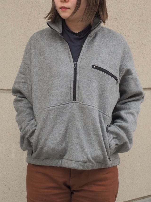 PURE SILK COMFORT FLEECE HALF ZIP P/O (TOP GRAY) A25AP04SF